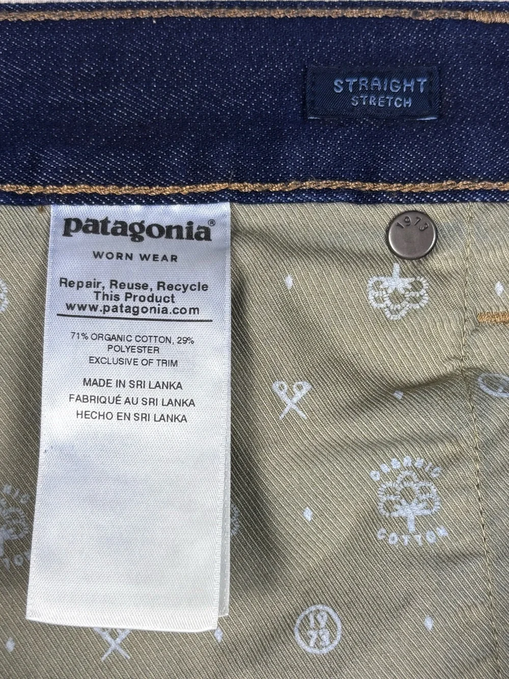 Patagonia Iron Clad Straight Stretch Jeans Men’s 38x32 Dark Wash Organic